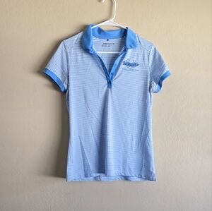 Nike Golf Dri Fit Blue Striped Polo Shirt Size Medium